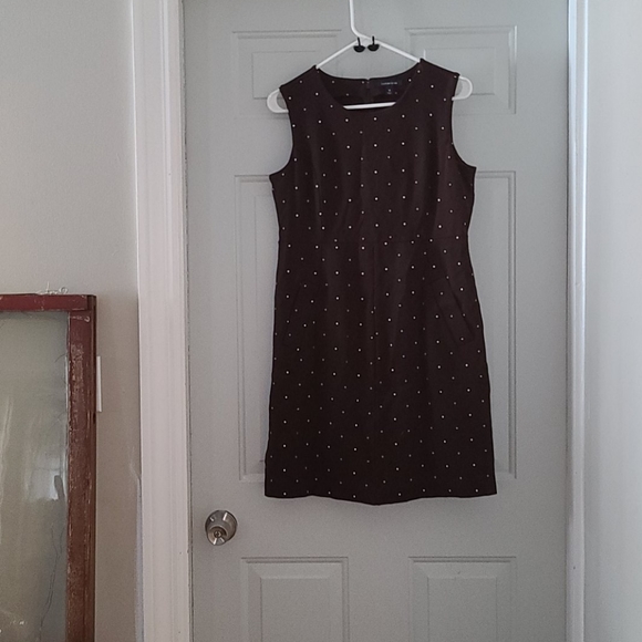 Lands' End brown polka dot dress, size 10 - Picture 2 of 6